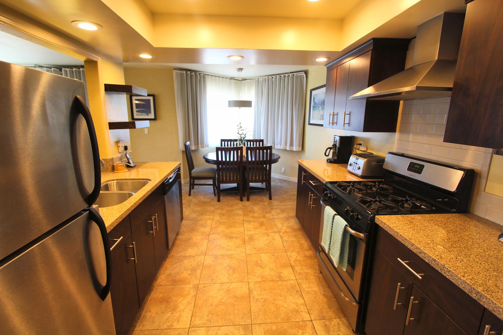 A fully renovated kitchen at VRI's Four Seasons Pacifica in San Clemente, California.